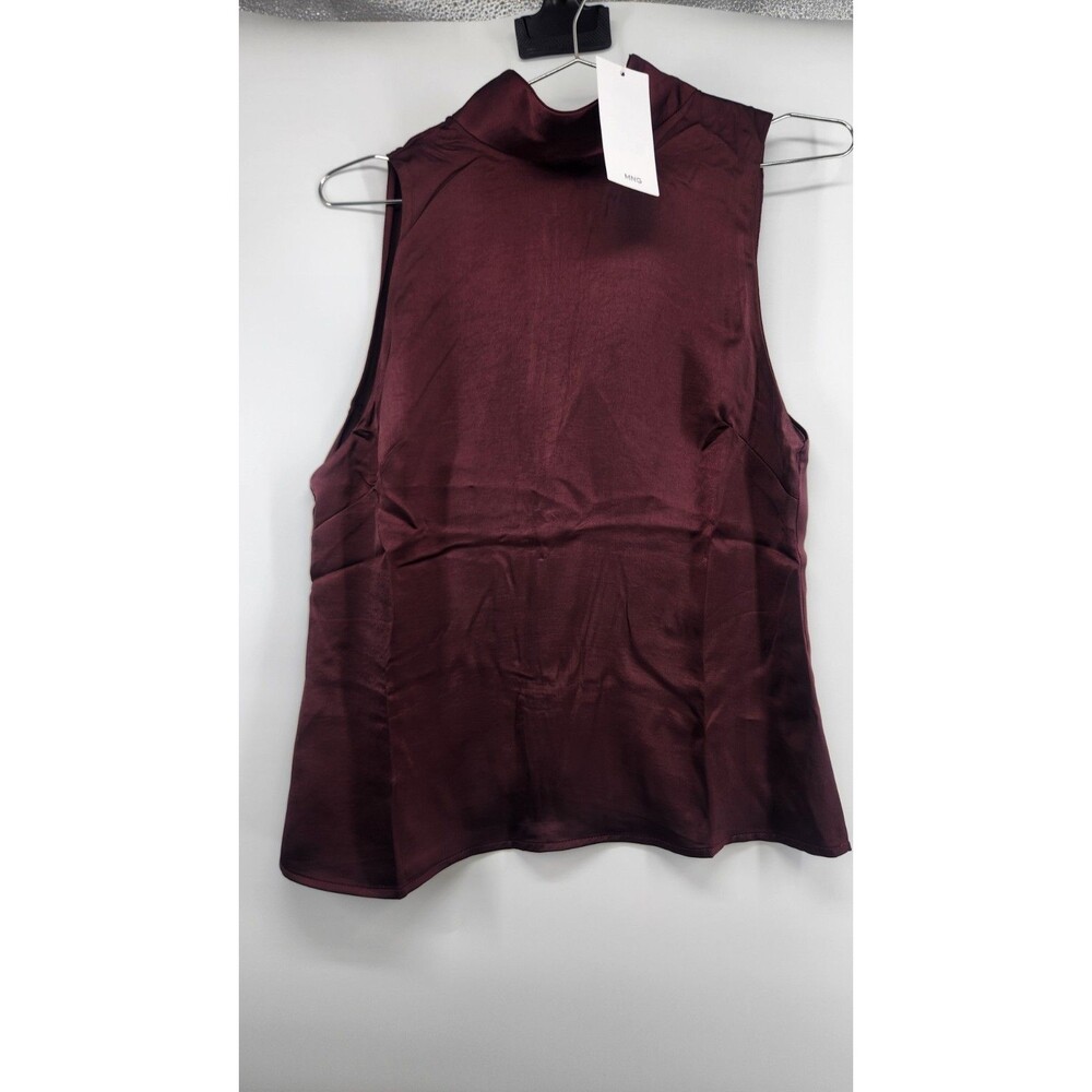 Mango MNG Womens Small‎ Red Sleeveless Zip Up Blouse Top NWT